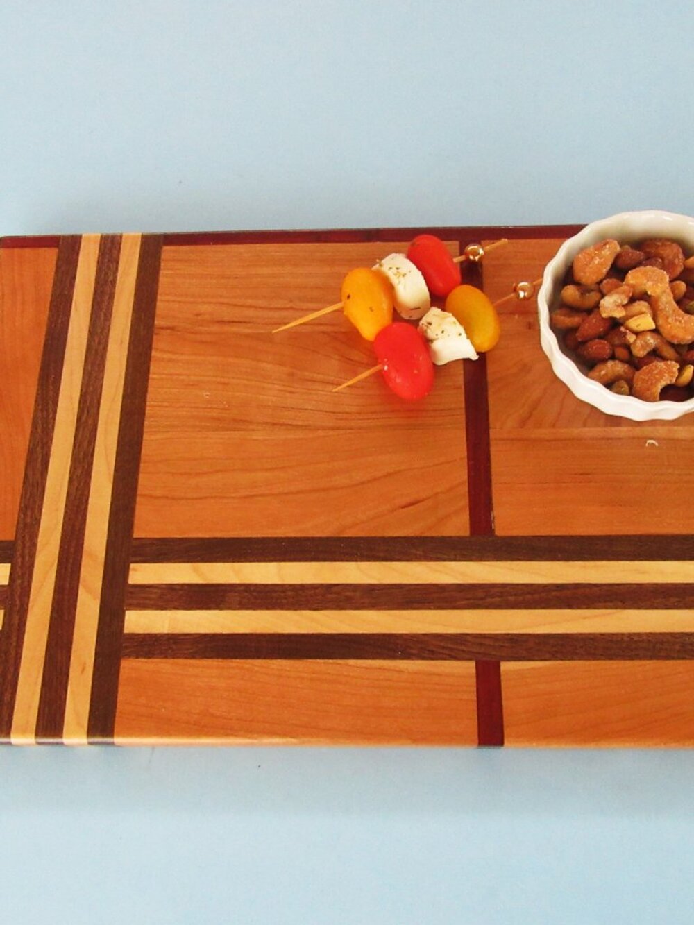 Hand Crafted wood charcuterie serving board tray - walnut, cherry, maple - NEW